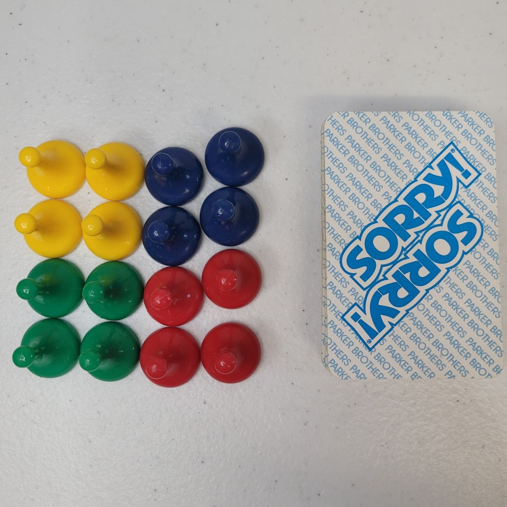 Parker Brothers Sorry Game Replacement Pieces 16 Pawns and‎ 45 Cards
